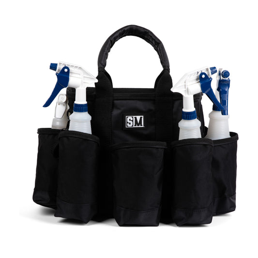 Wolf Caddy Bag loaded with spray bottles and cleaning tools